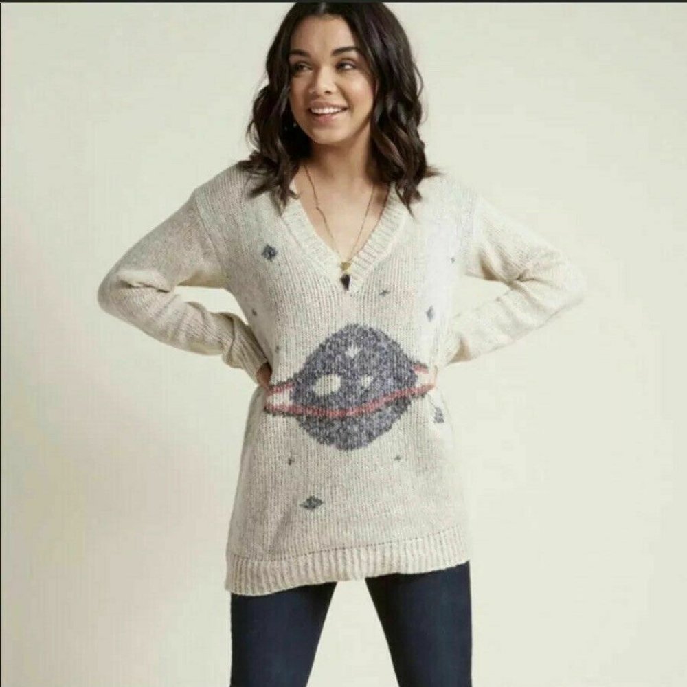 ModCloth Interplanetary Elan Space Graphic Sweater